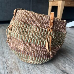 Handwoven Raffia African Sisal Bucket Basket Market Tote Bag